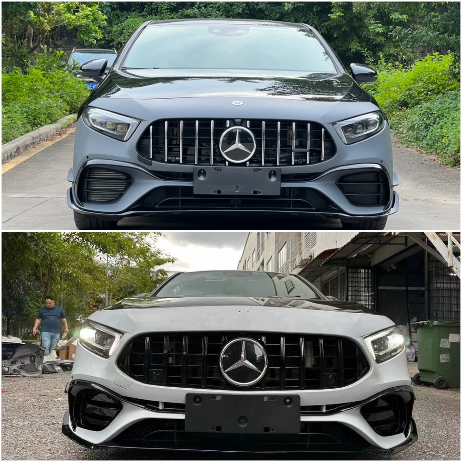 Applicable to 19-25 Mercedes-Benz A- Class W177 to A45amg Simple Narrow Body Encircling Front and Rear Bars Rear Lip Middle Net Cover Tail Throat