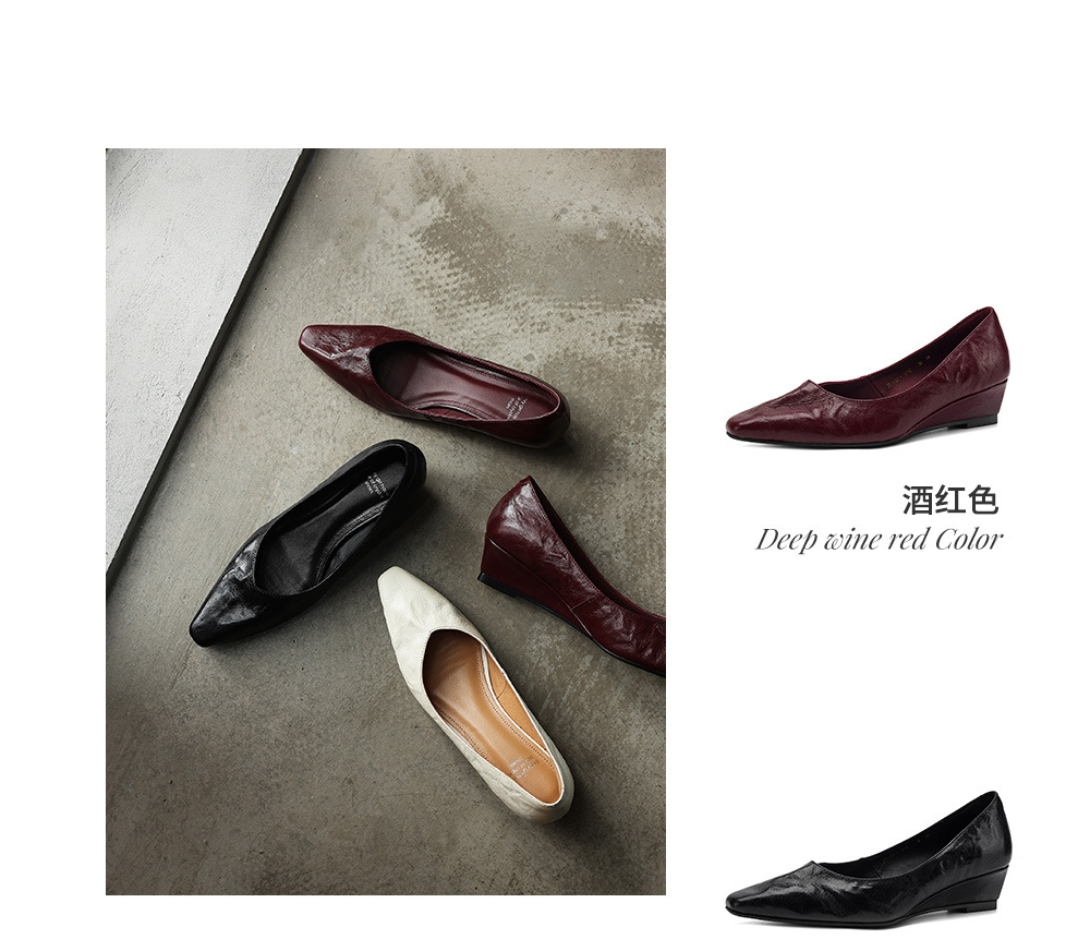 Giày cao gót nữ mũi vuông da dê đế xuồng gót 4 cm đi làm — đen chi tiết 5