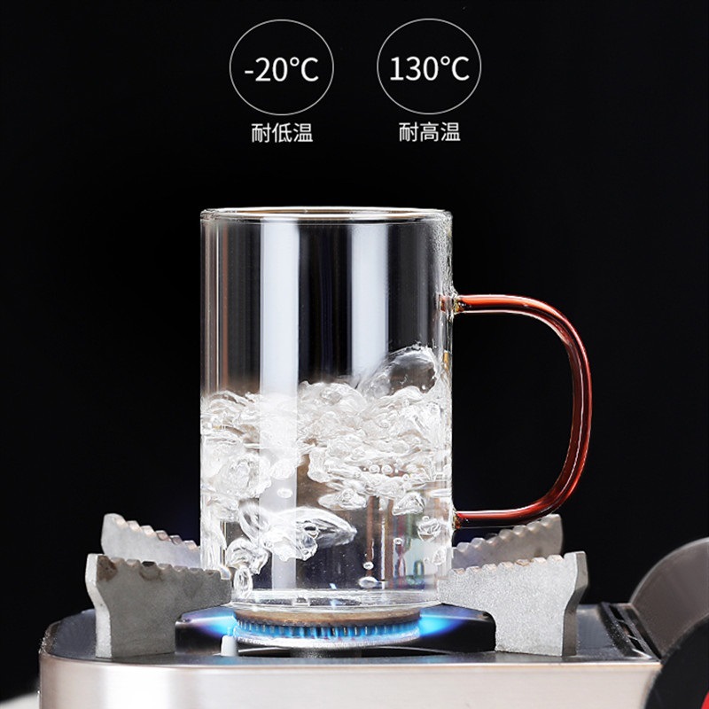 Fábrica al por mayor resistente al calor de vidrio recto de seis colores caja de regalo de color mango taza de té traje de oficina taza de café