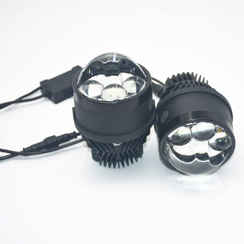 Auto LED de 3 pulgadas tres lámparas de niebla directas de doble lente de luz alta y baja luz en una lámpara de niebla láser de ojo de oro súper brillante
