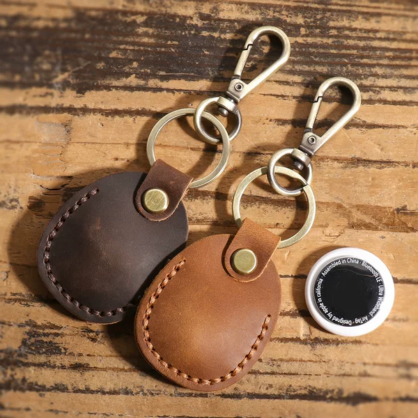 in stock Cowhide Access Card Case Card Re-card Keychain Community Water Drops IC Induction Card Hand-sewn Leather Protective Case
