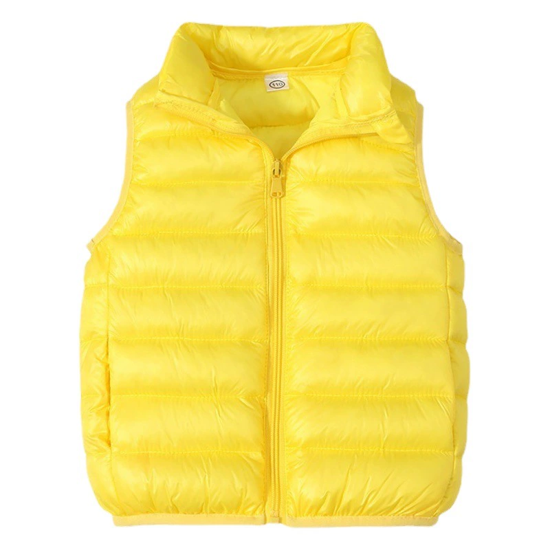 Детский весенне-осенний пуховый хлопковый жилет для мальчиков и девочек, студентов, Зимняя школьная форма, теплый жилет, однотонный верхний жилет для детей среднего и старшего возраста