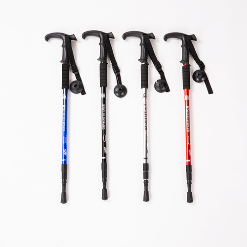Jungle Leopard Trekking Poles - 3-section, 4-section Straight, Curved, Aluminum Alloy Trekking Poles T-handled Hiking Staff