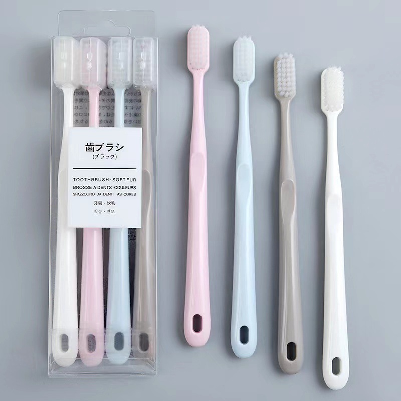 Japanese Style Muji Macaron Adult Soft-Bristle Toothbrush Japanese Good Family 4 PCs Toothbrush Factory Wholesale