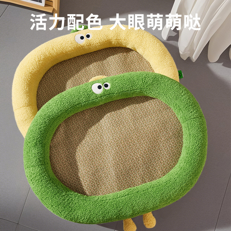 Bordado de ojos grandes, linda alfombra para mascotas, nido para gatos ovalado, nido de verano, perrera para dormir, alfombra de hielo para gatos, transfronterizo