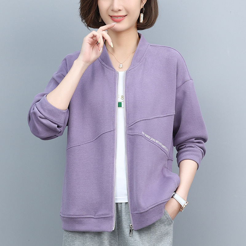 Women's sweater coat 2024 new spring and autumn thin plus size loose middle-aged mother foreign cardigan jacket baseball uniform Women's sweater coat 2024 new spring and autumn thin plus size loose middle-aged mother foreign cardigan jacket baseball uniform