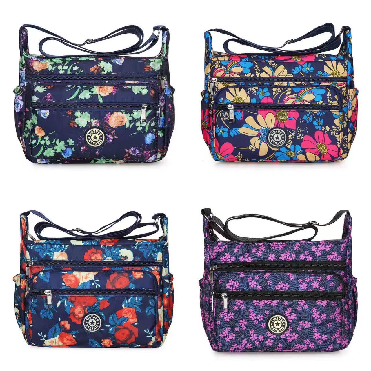 Wholesale new women's bag Oxford crossbody bag middle-aged and elderly mother crossbody bag flower cloth shoulder bag running lake stall bag