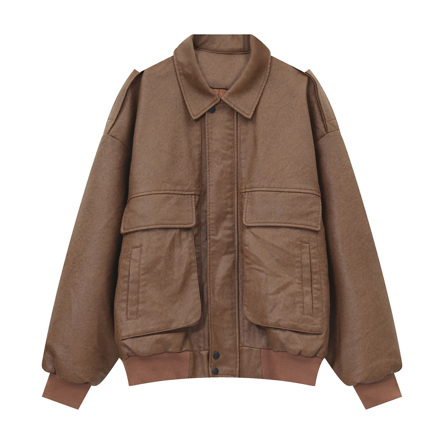 Ropa de Hombre | Invierno nuevo estilo retro de Hong Kong chaqueta de cuero de motocicleta estilo coreano chaqueta acolchada de moda para hombres y mujeres