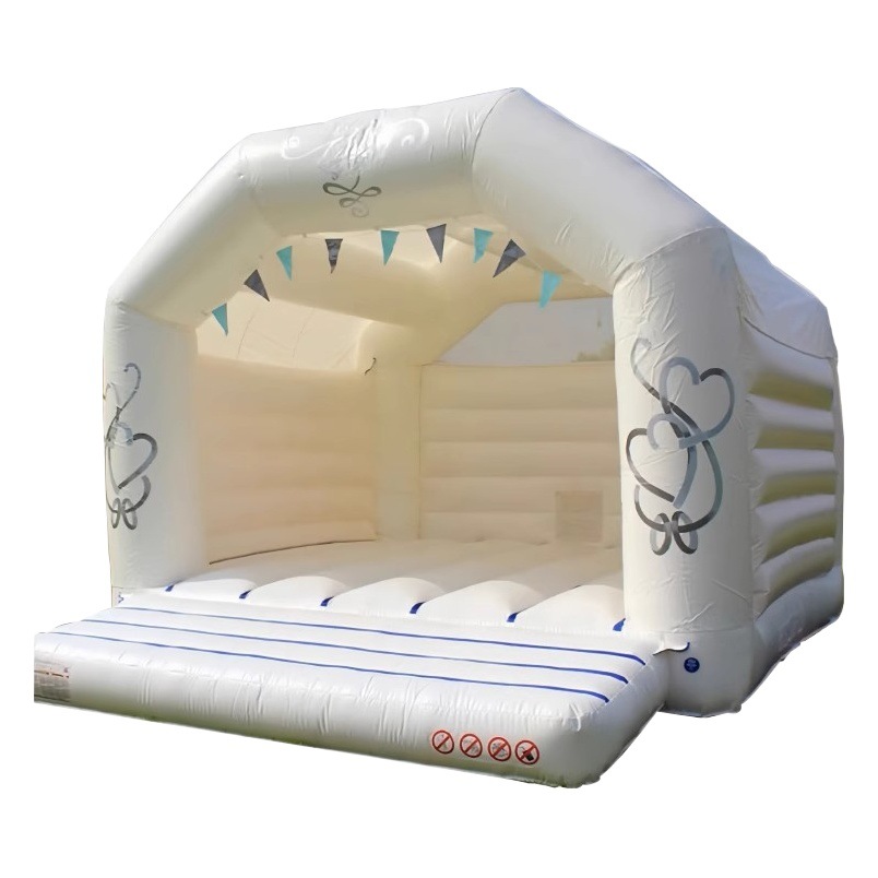 Directo de fábrica castillo inflable al aire libre gran trampolín estilo europeo blanco boda trampolín propuesta fotografía apoyos