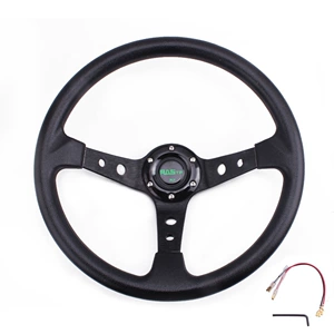 Avtomobil modifikasiyası üçün PU yarış sükanı, 14 düym dərin boşqablı go-kart sükanı