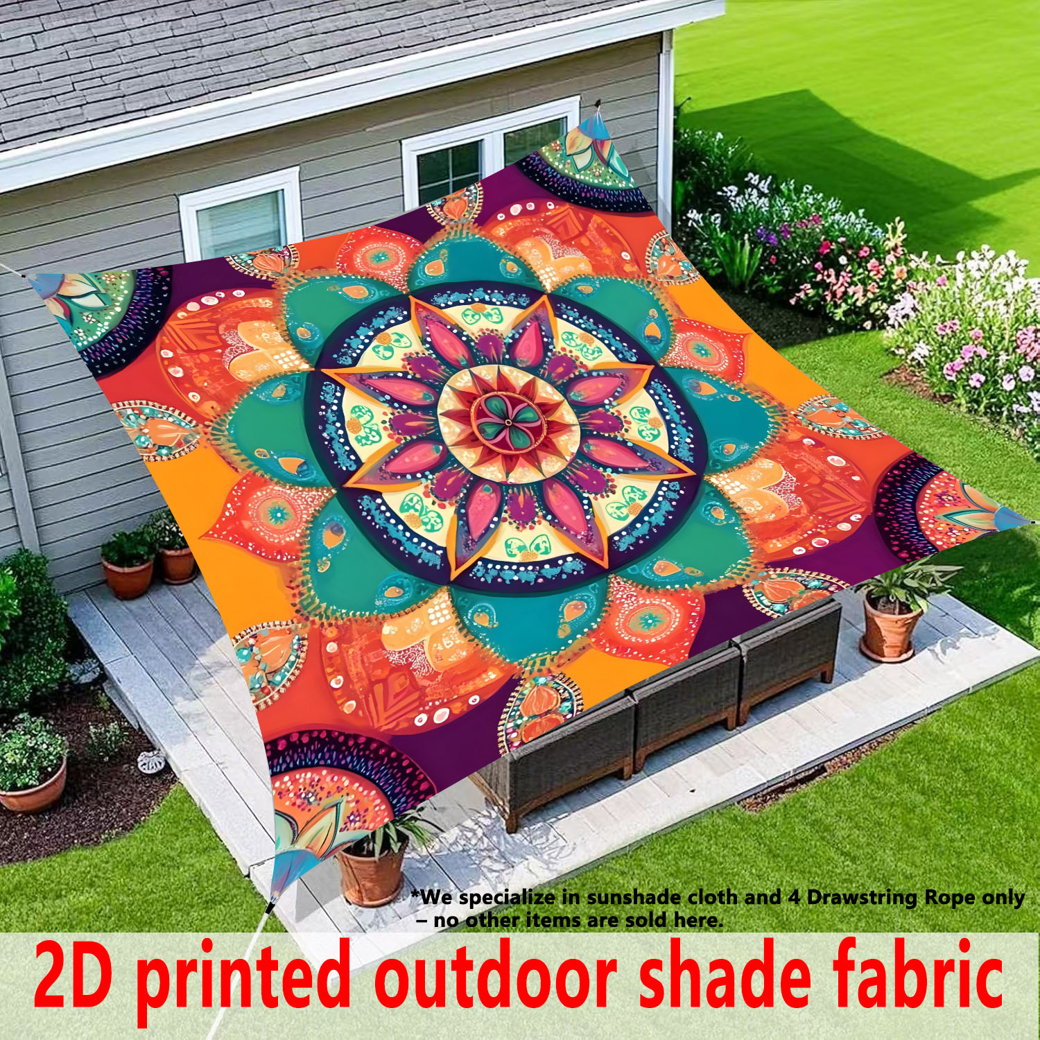 TEMU's popular Bohemian mandala flower sunshade, outdoor canopy, sunshade fabric, cross-border sunshade curtain