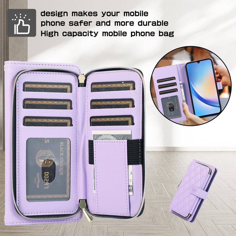 Suitable for Redmi Note15Pro Diamond Pattern Zipper Wallet Phone Case Xiaomi 15Tpro Anti-Fall Protective Cover