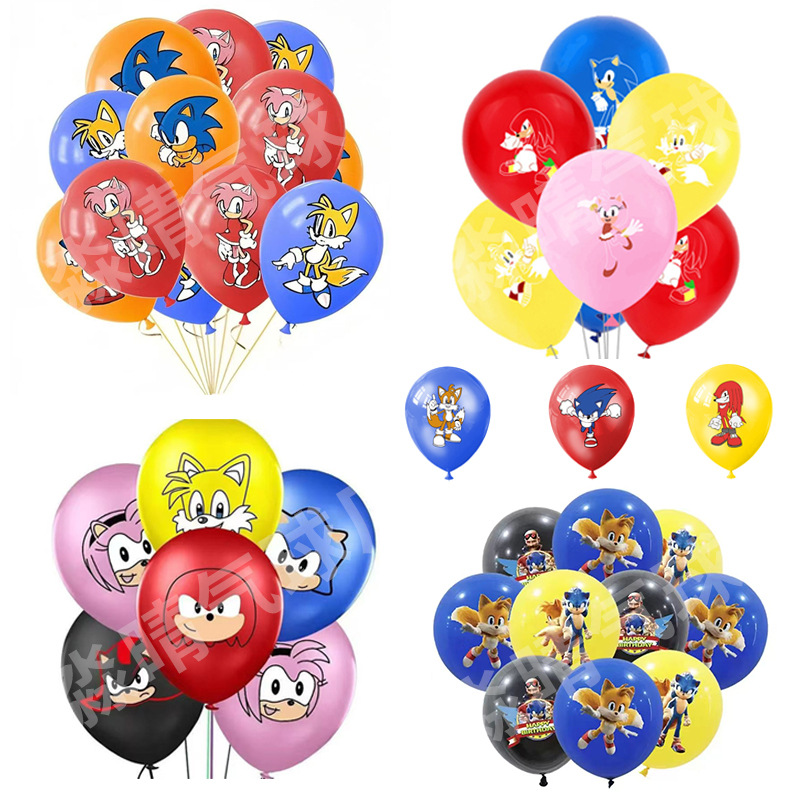 Wholesale Cartoon Balloon Hedgehog Sonic Theme Birthday Party Balloon Decoration 12 inch Cartoon Balloon Set