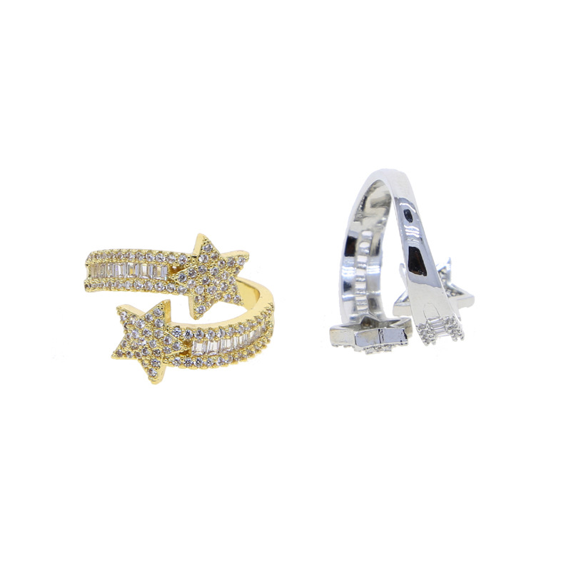 Style Simple Star Le Cuivre Incruster Zircon Anneaux display picture 1