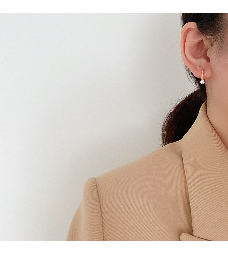 Daily Occasion Titanium Steel Material 1 Pair Simple Style Round Titanium Steel Inlay Zircon Earrings