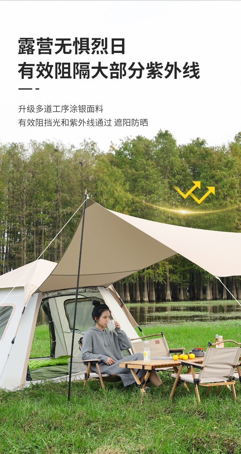 New Outdoor All-In-One Canopy Tent, Convenient Foldableing Fully Automatic Camping Style Two-In-One Rainproof Camping Style Combination