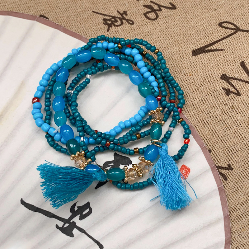 Estrellas de dopamina, gotas de aceite, cuentas de arroz, pulsera con cuentas, accesorios de pulsera dulce de verano, joyería de alta gama de nicho al por mayor