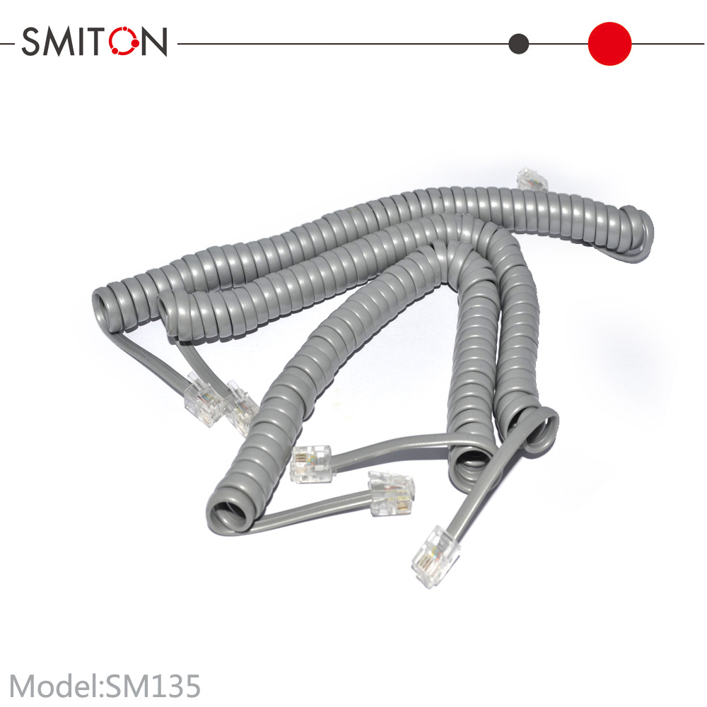 sm135/电话机配套线/弹簧线4P4C 7尺弹簧 灰色 线环保线材铜导体