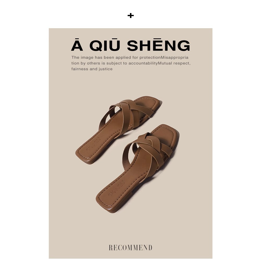 Pantofole a fondo piatto Le donne indossano sandali romani intrecciati dal nuovo design estivo Infradito in morbida pelle stile fata_voghion.com