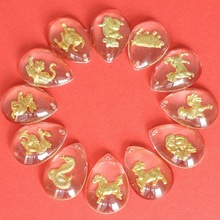 义乌饰品大号十二生肖水晶镶金吊坠晶美金镀金项链批发镀金生肖