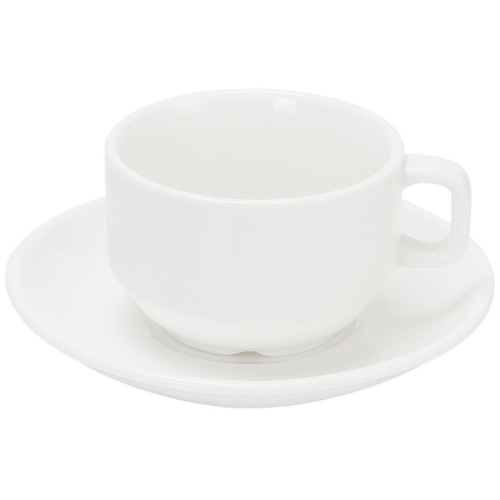 RI0T Pure White Ceramic Coffee Cup Set, Simple Home Use Small Cup, Saucer, Spoon Set, European Style Business Commercial Hotel Cups