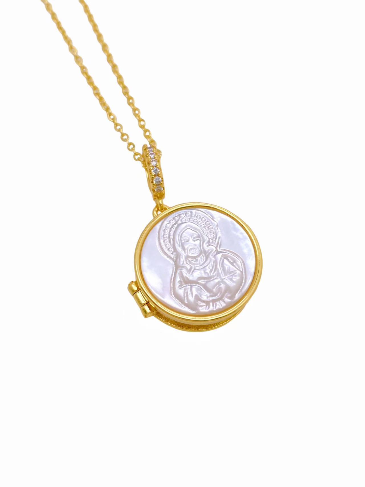 Women's Gender Wholesale Jewelry Elegant Vintage Style Human Geometric Copper Shell Plating Cable Chain Pendant Necklace