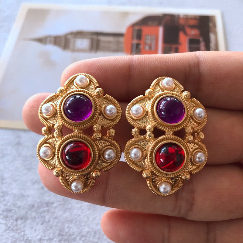 14g Weight 925 Sterling Silver Ear Needle Material No Inlaid Inlay Material Earrings, Ear Studs Classification Travel Occasion Alloy Material Printing Pattern Women'S Gender Fashion Style Grey, Green, Silver Color Fashion Printing Alloy No Inlaid Earrings Ear Studs 7
