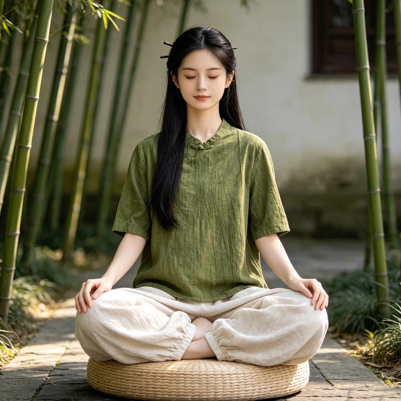 禅意佛系女装夏季中国风斜襟棉麻上衣打坐冥想修行居士服女款禅服