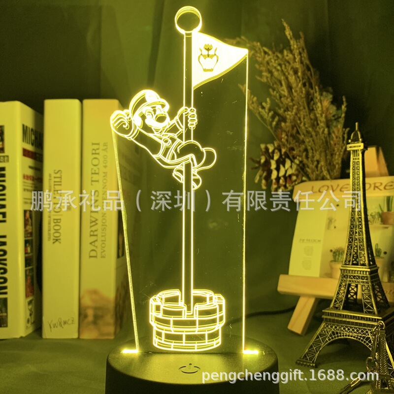 Walking mushroom game Mario peripheral 3D night light children's room decoration children's toy gift