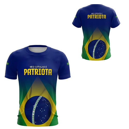 2024 nueva camiseta impresa 3D de la bandera brasileña transfronteriza de los hombres venta caliente transfronteriza estilo brazil flags camiseta