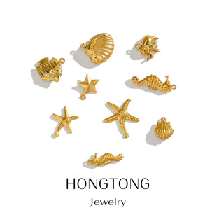 Cross-border Stainless Steel Marine Series Pendant Jewelry Accessories Shell Conch Sea Star DIY Necklace Pendant Bracelet