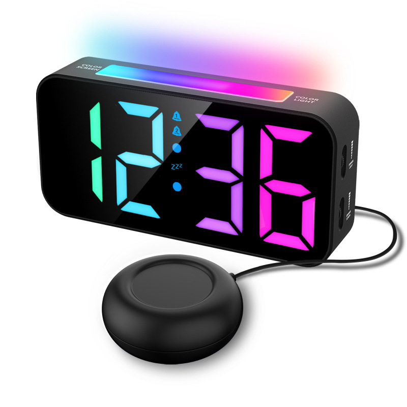 アマゾンクロスボーダーRGB幻彩夜灯LED目覚まし時計振動器付きLEDカラフルデジタル夜光時計|undefined