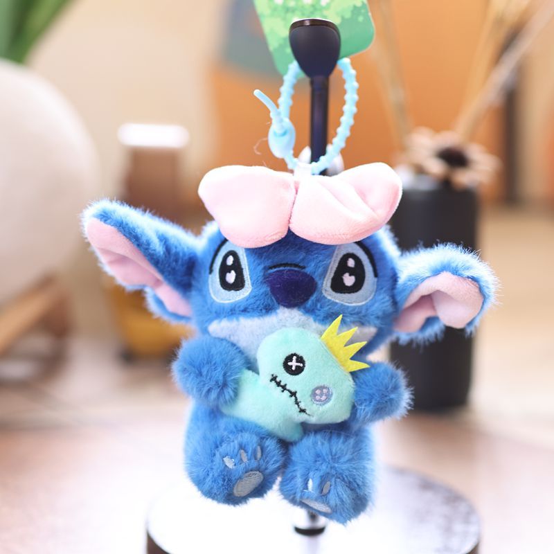 Cute Bow Stitch Pendant Plush Toy Doll Stitch Bag Pendant Keychain Rag Doll