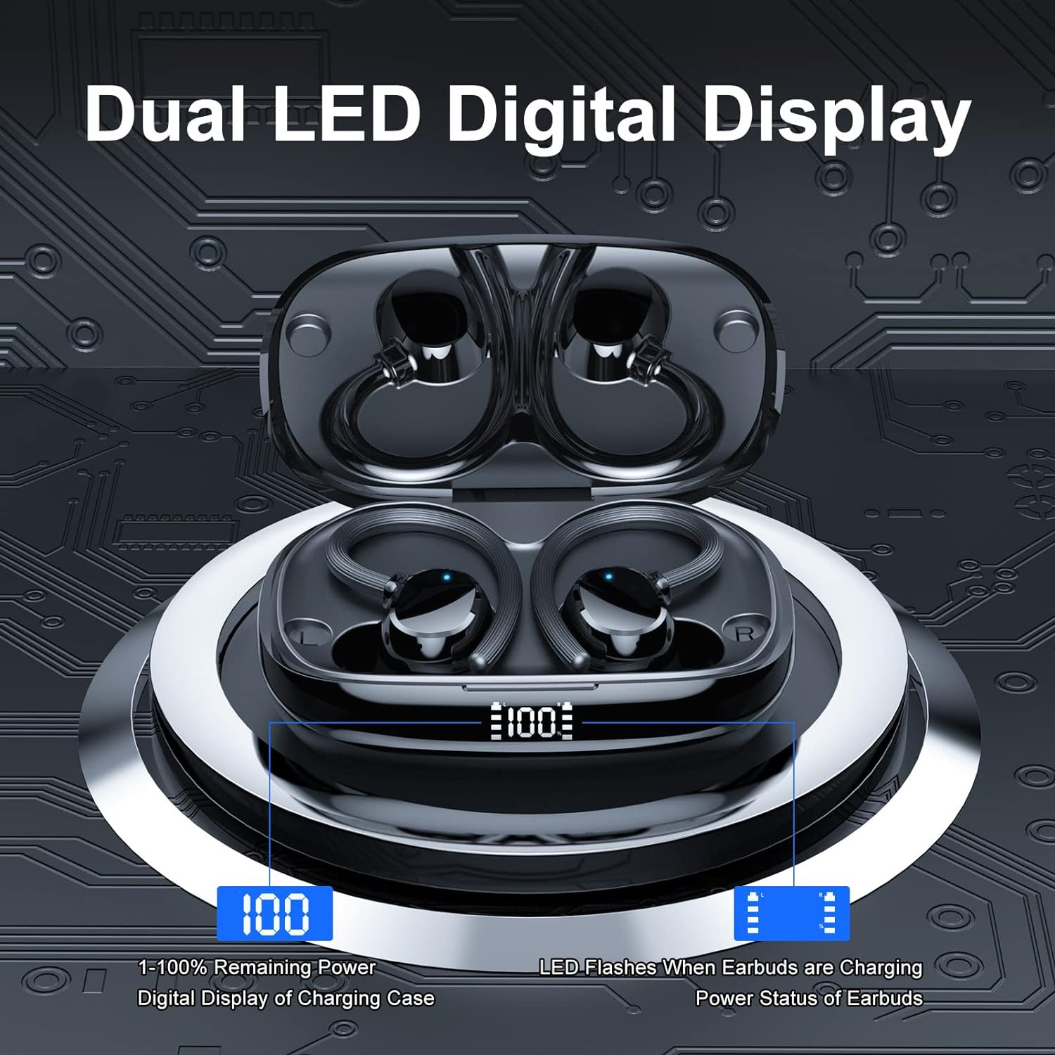 Amazon AliExpress Foreign Trade Q61 Hanging Ear In-Ear Smart 5.2 Bluetooth Headset HD Call with Digital Display