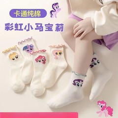 24秋の新しい子供の靴下の漫画のかわいい女の子のふくらはぎの靴下の韓国系のinsの潮の靴下の骨のない長い筒の綿の靴下