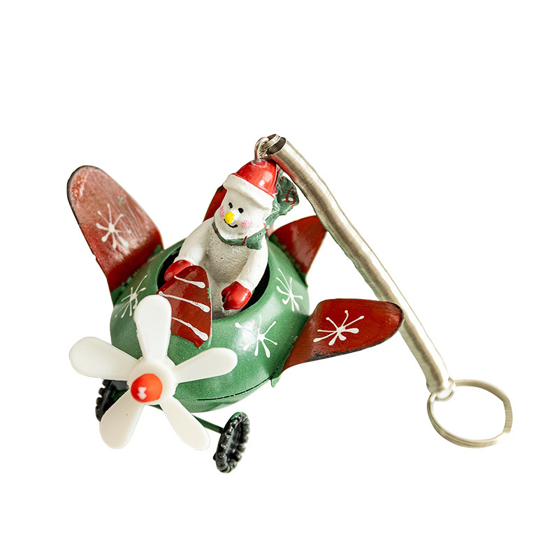 冬のクリスマス雪だるま老人ヘラジカ飛行機鉄ペンダントホームデスクトップ装飾品クリスマスツリーペンダント|undefined