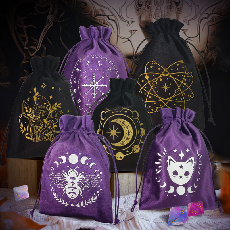 2024 New Tarot Bag Flannel Bag Drawstring Bag Double Drawstring Bag Dice Crystal Storage Bag Velvet