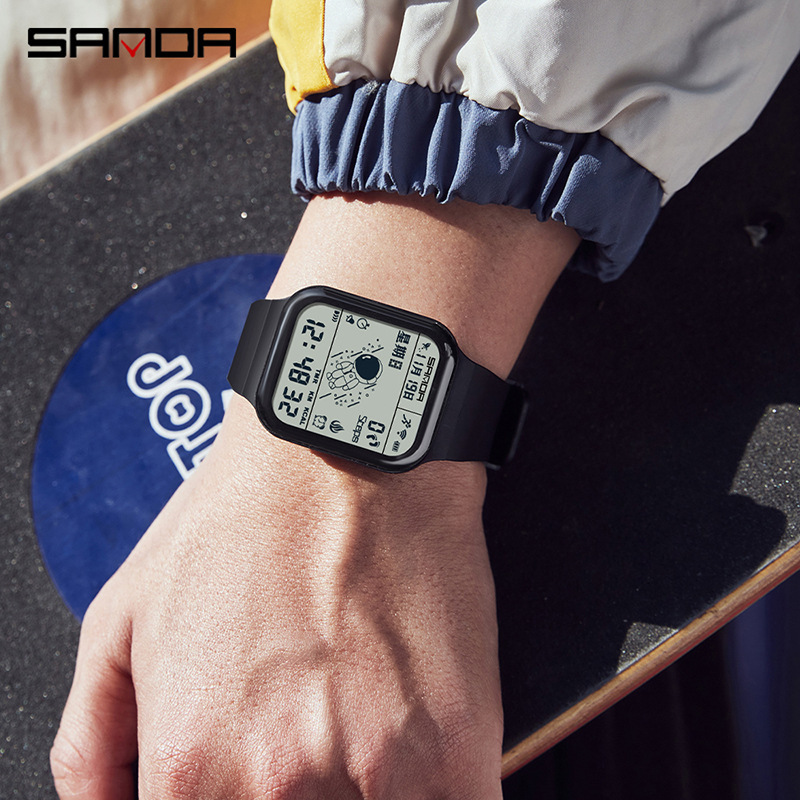 SANDA caloría paso contando reloj electrónico deportes al aire libre impermeable astronauta estudiante juventud reloj 6101