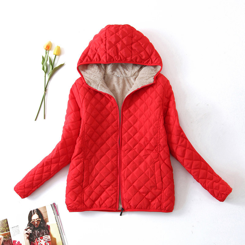 Lamb wool cotton jacket Women's winter new Korean version plush and thick cotton jacket 2023 Lamb wool hooded cotton_voghion.com