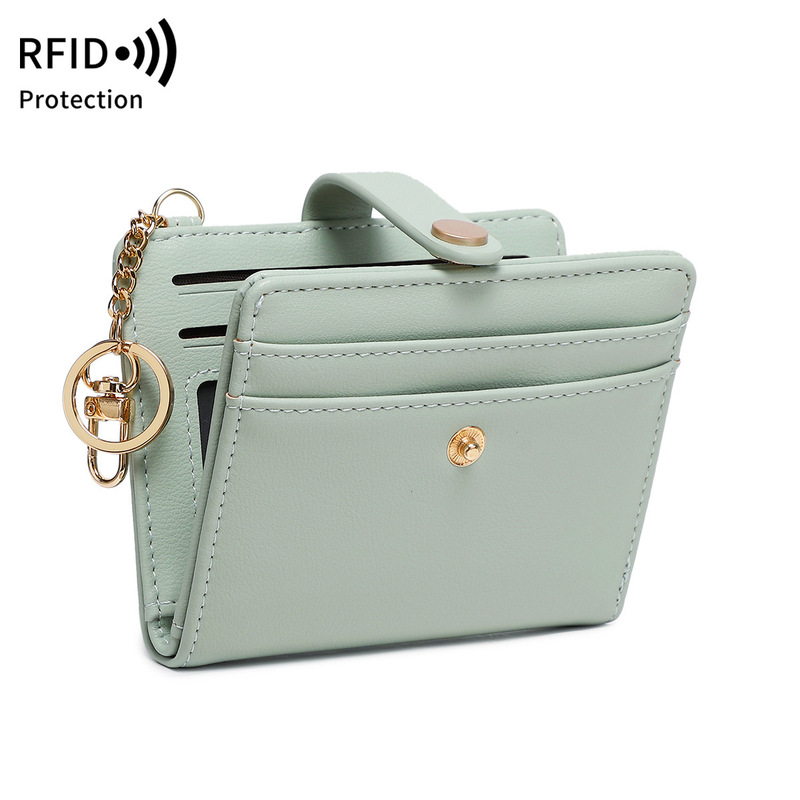 国境を越えた新しい RFID 盗難防止女性用財布二つ折り超薄型クレジット カード バッグシンプルでポータブルな学生小銭入れ|undefined