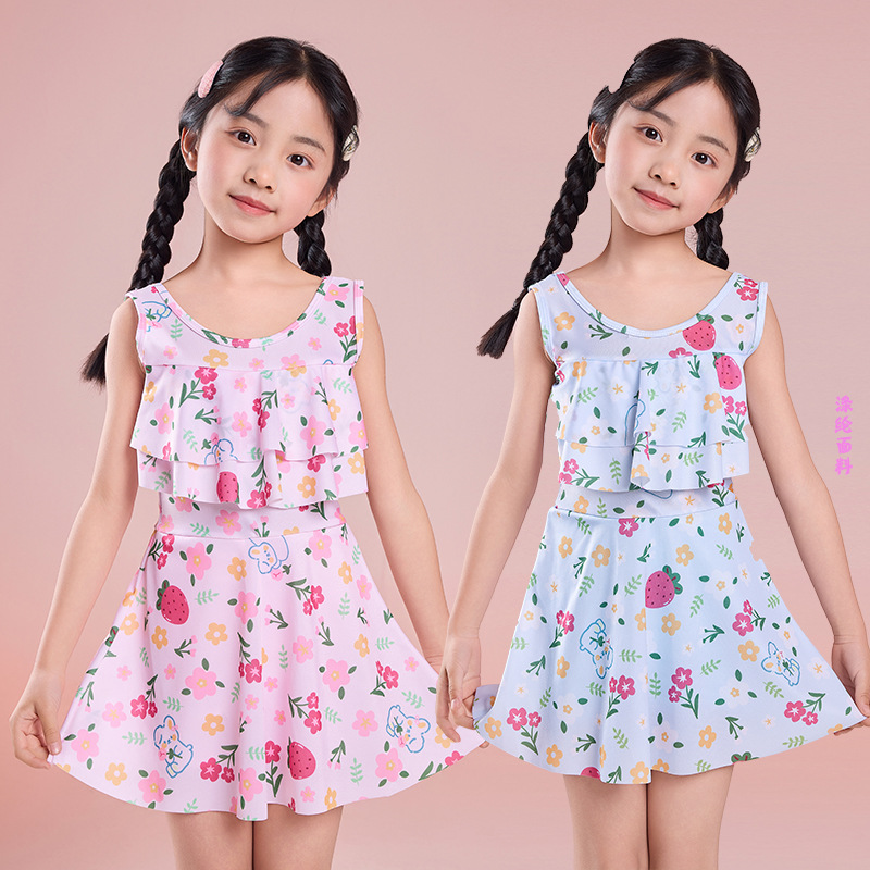 Children's Swimwear Girls' Large Children's Body Skirt Quick-drying Swimwear 2025 New Girls Cute Swimwear Wholesale
