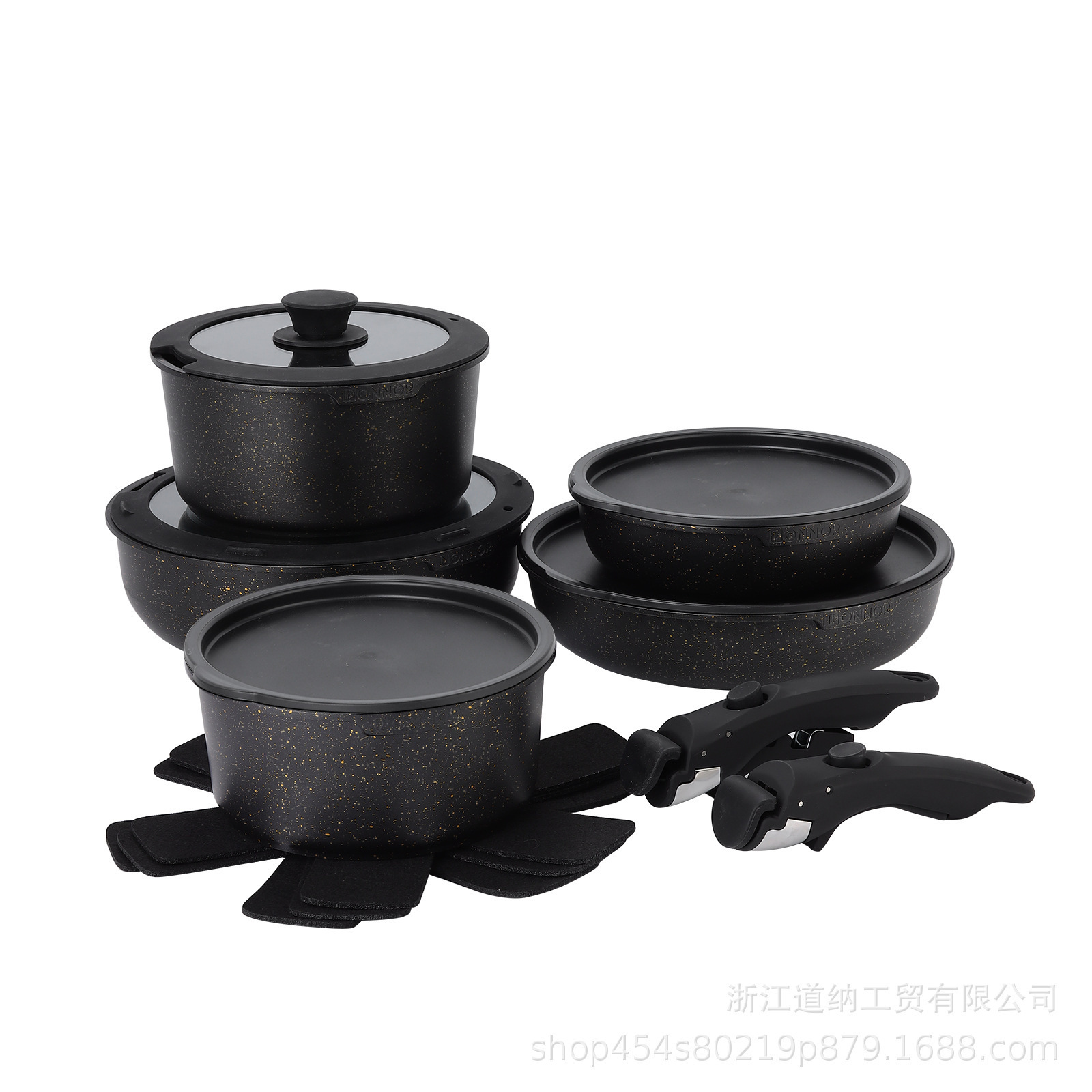 Donnor transfronterizo explosión desmontable paneles de aluminio fundido a presión set de leche de arroz de arroz de piedra antiadherente set 17 piezas
