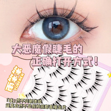 超细透明梗 网红大恶魔假睫毛单簇芭比漫 画萌妹仙子自然卷翘网红