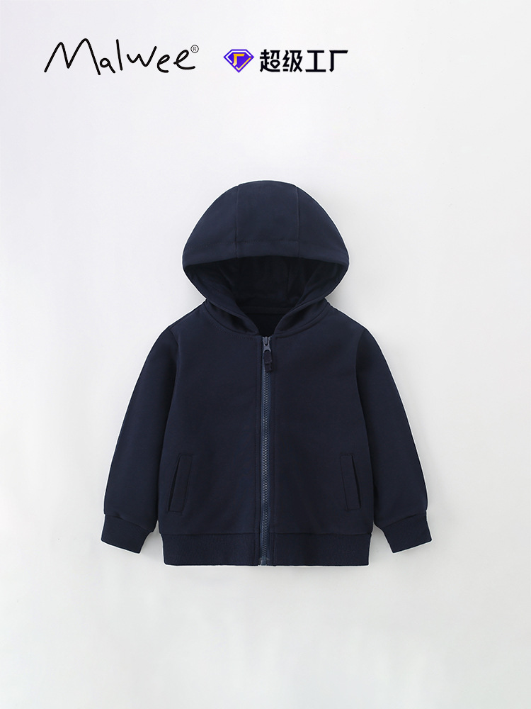 Malwee transfronterizo chaqueta de niño otoño y invierno nueva camiseta con cremallera con capuz Europa y América niños de manga larga suéter casual