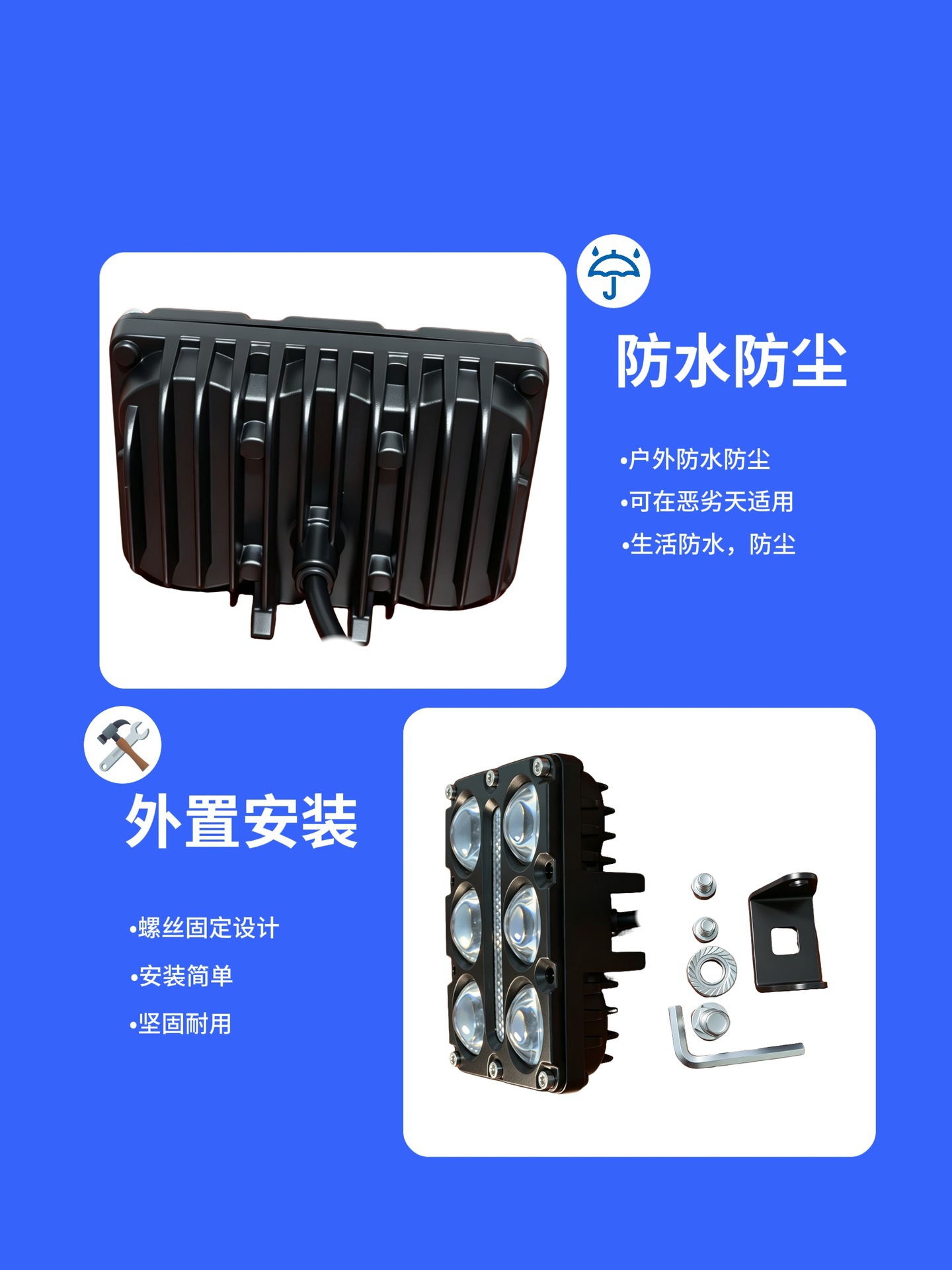 New wide-voltage car, motorcycle, and electric tricycle modification: external high-intensity lens headlights with flashing lights, ultra-bright
