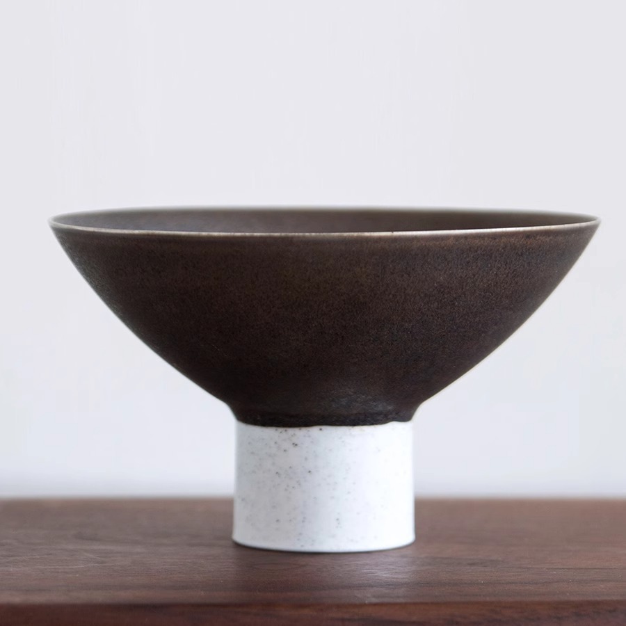 Tacos de arroz de cerámica de esmalte de metal original con utensilios de montaña y río Tacos de pies altos de estilo japonés Tacos de platos vegetarianos Zen