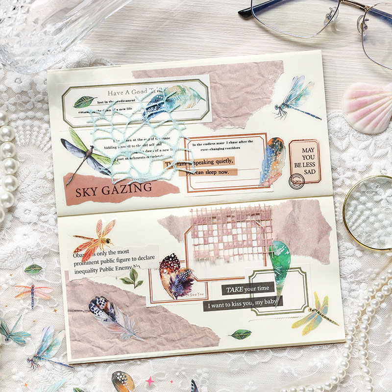 Inspiración itinerante transparente pegatinas de mascotas impermeables diy pegatinas de diario diario pegatinas láser retro transfronterizas pegatinas de animales