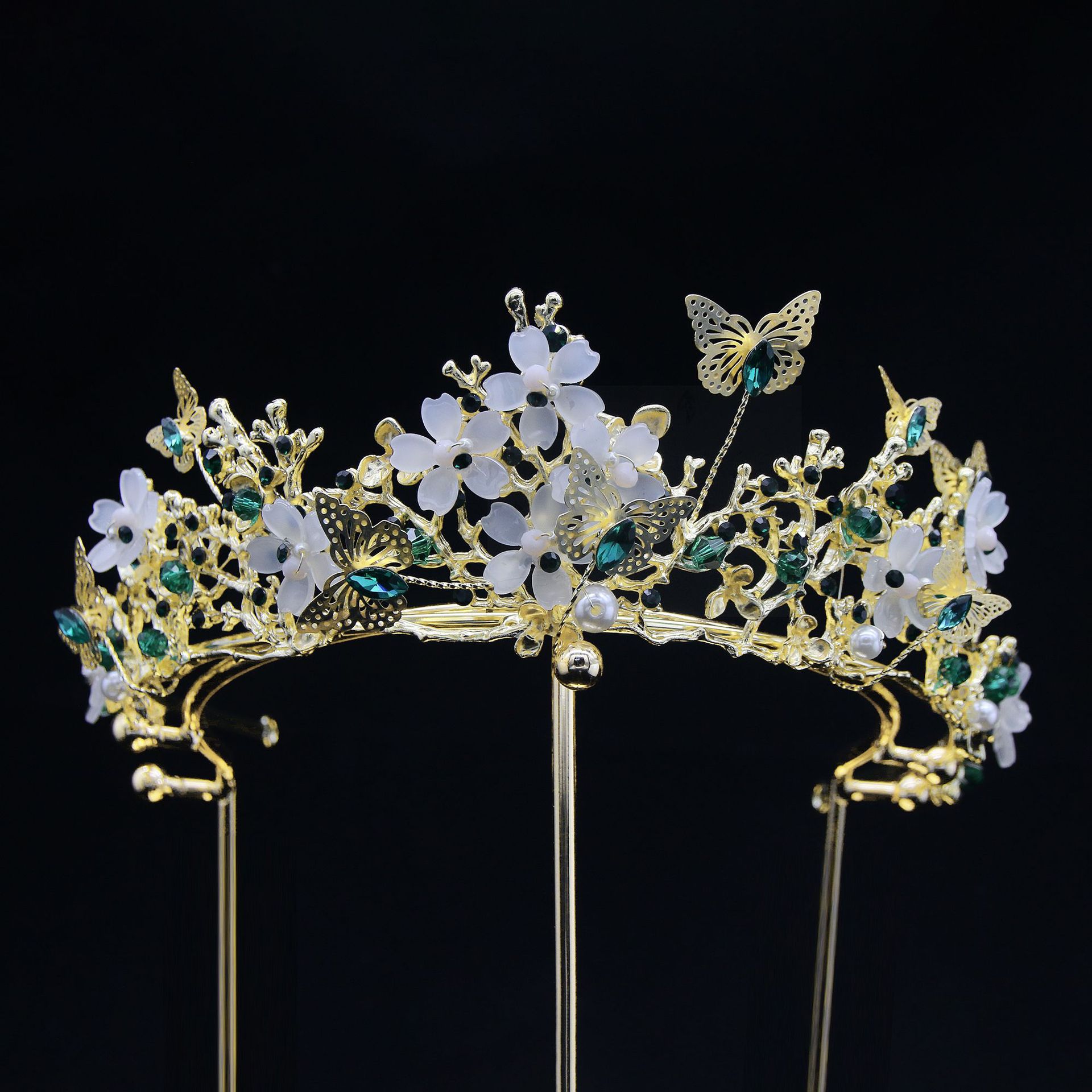 Bride Crown Vintage Style Handmade Hair Accessory For Weddings_voghion.com