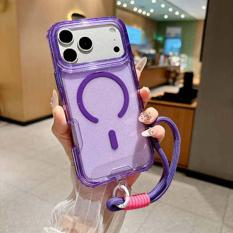 Funda Magnética con Brillo para iPhone 17 18 Pro Max y Apple 16 de TPU Tres en Uno Anti-caída