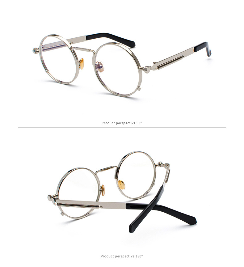 35g Weight Full Frame Glasses Structure Sunglasses Classification Ac, UV400 Protection Lens Material Round Frame Glasses Style Party, Street Occasion Solid Color Pattern All Seasons Season Men's Gender Punk, Streetwear Style Punk Streetwear Solid Color Ac UV400 Protection Round Frame Full Frame Women's Sunglasses 14